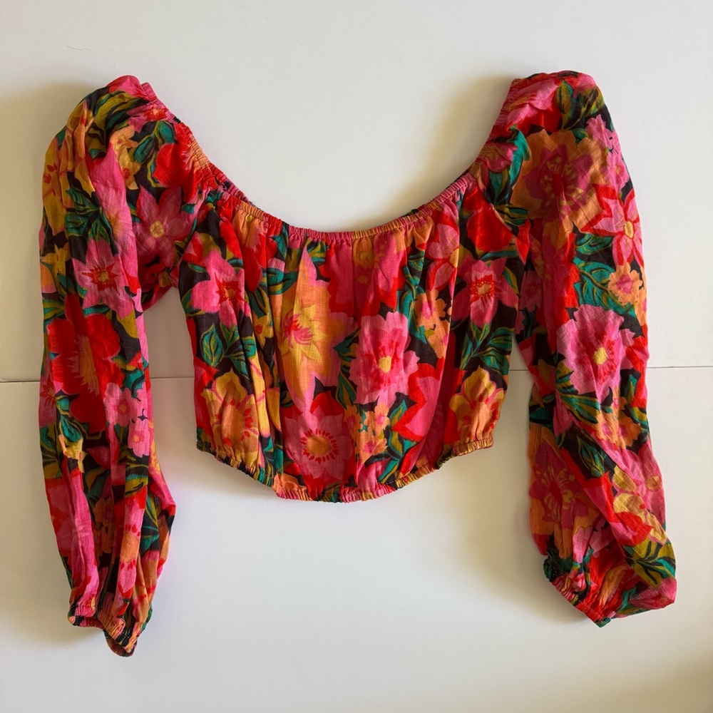 Billabong Floral Puff Sleeve Crop Top